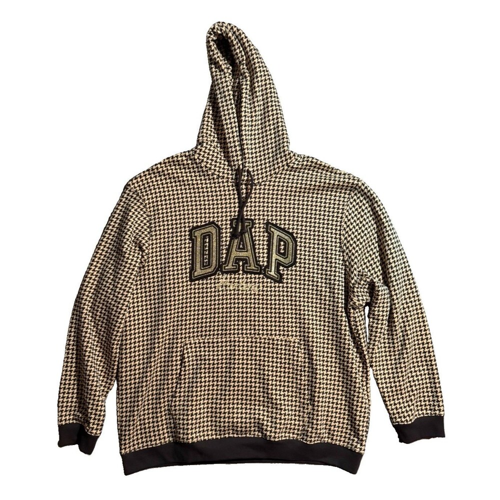 NWT Gap x Dapper Dan DAP GAP Unisex 2XL Houndstooth Hoodie Brown/Gold